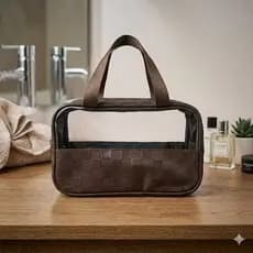 Necessaire de Viagem Compacta – Modelo Xadrez Estiloso com Acabamento de Qualidade
