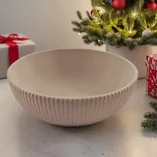 vaso fruteira cachepot porta objetos linha luxo premium gesso ceramica cru 25x8cm