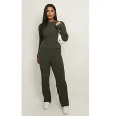Conjunto Mousse Trico Feminino Blusa e Calça Confortável Moda Inverno