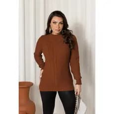Blusa Trico Lice Feminina Manga Longa Detalhes Moda Inverno