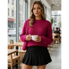 Blusa Trico Lisa Básica Emma Feminina Manga Longa Bufante