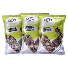 Kit Granola Low Carb + Granola Chocolate com coco + Granola Cramberry e Frutas vermelhas