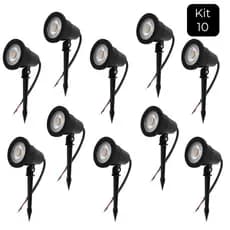 Kit 10 Luminária Espeto Jardim Luz Led 7w Prova D'água IP65 Externo Iluminação Focal