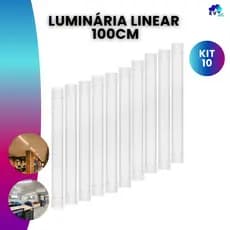 Kit 10 Luminária Linear Tubular Sobrepor Led 40w 100cm Luz Branco Frio e Branco Quente