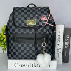 Mochila Estampada Xadrez Moda Escolar Feminina Coração
