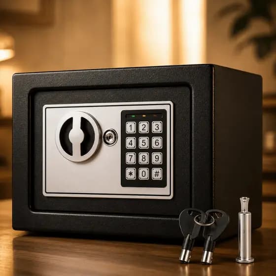Cofre Digital Eletrônico em Aço com Senha Teclado e Chave para Casa Escritório Comércio Preto