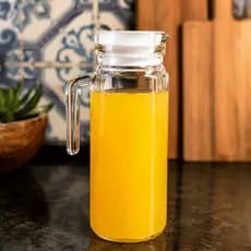 Jarra de Vidro Redonda Clean 1 Litro Lisa Transparente Bebidas Suco Água Garrafa Geladeira Tampa