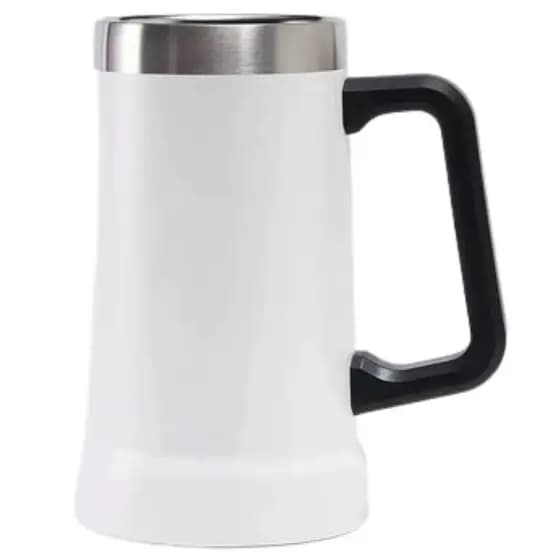 Caneca Térmica Cerveja Inox 709ml com Alça | Caneca Chopp Térmica Branco