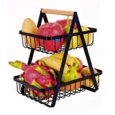 Fruteira de Mesa 2 Andares Inox Articulada Desmontável Organizador Cozinha Bancada Moderno