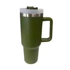 Copo Térmico 1200ml Inox com Alça e Canudo | Garrafa Térmica 1.2L Verde Militar
