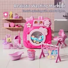 Rosa - Brinquedo Infantil Máquina de Lavar com Acessórios 30pcs