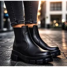 Bota Feminina Chelsea Preta Acabamento Impecavel Inverno