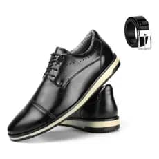 Kit Sapato Oxford Couro Ecologico Sport Fino Masculino Cinto