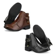 Kit 2 Pares Bota Coturno Feminino Cano Curto Ziper Lateral !