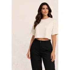 Cropped Feminino Oversized Premium – Camiseta Cropped Básica Algodão Confortável Tendência