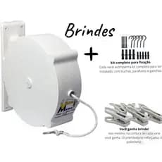 Varal Recolhível Retrátil de Parede 30m Branco Travamento Automático Varal De Parede Recolhível slim Retrátil Roupa sanfonado, apartamento, casa promocao