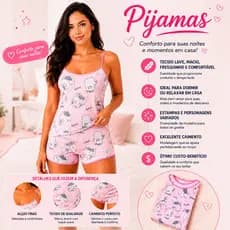 Pijamas Baby Doll Feminino Conjuntos Pijama Short Doll Feminina Estampas Exclusiva