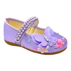 Sapatilha Infantil Lilás Jardim Encantado Borboletas Flores Manta |Velcro