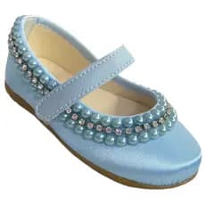 Sapatilha Customizada Personalizada Dama Daminha Azul Bebê Princesa Cinderela Frozen Tema Aniversário Meninas Pérolas