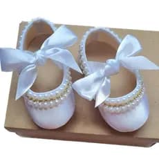 Sapatilha Customizada Branco Branca Batizado Daminha Dama de Honra Fita Balé Bailarina Ballet Infantil Cetim