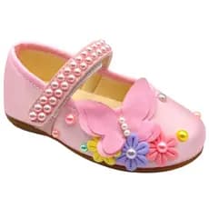Sapatilha Customizada Pérolas Infantil Jardim Encantado Borboletas Flores Rosa Bebê