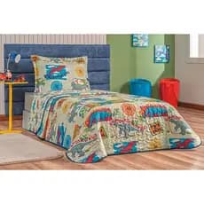 Cobre Leito Solteiro Infantil Kids Dupla Face Menino 2,20 x 1,80 - Várias Estampas ASTRONAUTA/AVIÃO/DINOSSAURO/GAME