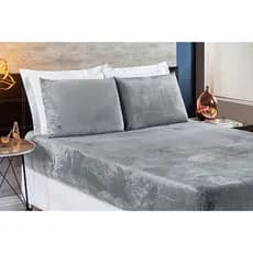 Jogo de Cama Lençol Casal Queen Inverno 03 Peças Plush Manta Flannel Aveludado Extra Macio
