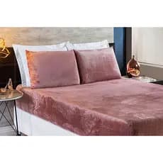 Jogo de Cama Lençol Plush Solteiro Rose 02 Peças Inverno Manta Flannel Quentinho Macio