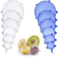 Kit 6 Tampas Silicone, Tampa panela Elastica Reutilizável Elástica para Potes Tapoer Cozinha Flexivel