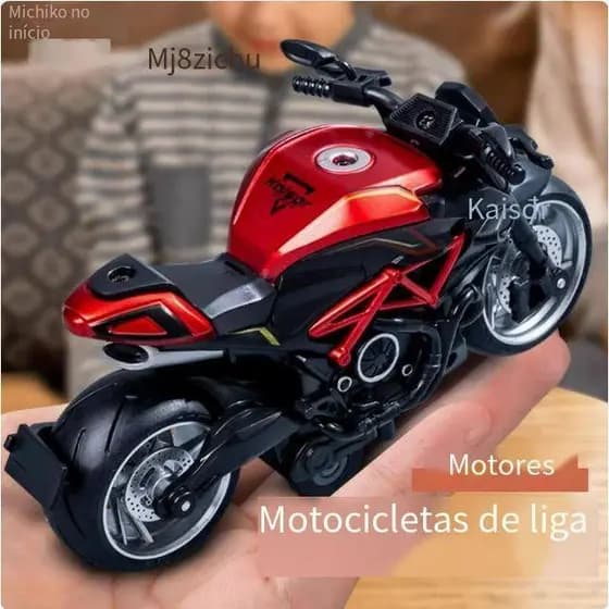 Moto Motocicleta Miniatura de Ferro de Brinquedo Crianças e Colecionadores Com Som, Luz e Fricção