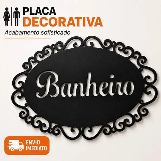 Placa Decorativa Banheiro Vazada | Sinalização Elegante para Porta