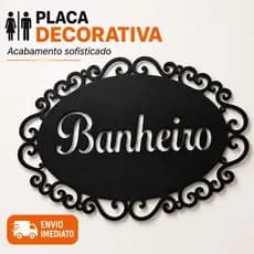 Placa Decorativa Banheiro Vazada | Sinalização Elegante para Porta