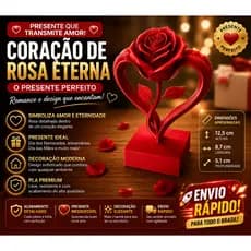 Coração de Rosa Eterna | Presente Romântico Decorativo