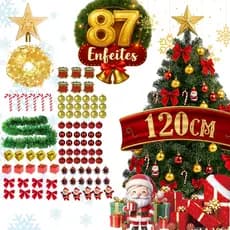 Árvore de Natal 1,20m Verde ou Nevada de Mesa Decorada 87 Enfeites Inclusos 110 Galhos Frete Grátis