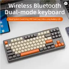 Teclado gamer sem fio Freewolf M87 silencioso, Bluetooth, RGB