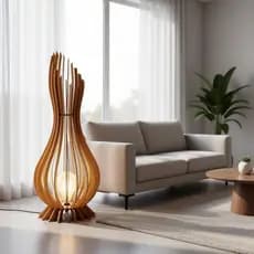Luminária de Piso Chão Ana Maria Grande em MDF Decorativa Sala Quarto Escritório 60 75 90 e 120 cm