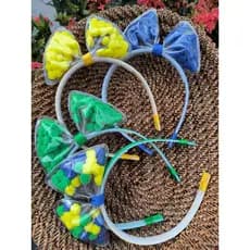 Arco Tiara Infantil Flexível com Laço Transparente Silicone Cristal e Pompom Colorido | Tiara Fashion Menina