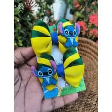 Brasil Stitch – Parzinho Chiquinha  de Laços de Cabelo Infantil Encantador nas Cores da Bandeira ✨🇧🇷