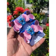 Stitch Corações Par de Laços  Infantil Nas  Presilhas  Bico de Pato 8cm com   Conforto e Estilo