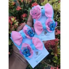 STITCH E ANGEL PARZINHO CHIQUINHA CORAÇÕES LAÇOS INFANTIL NO  BICO DE PATO PRESILHAS 7,5CM