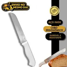 Faca para Pão 6 Polegadas Serrilhada Aço Inox Cabo Ergonômico 27cm Cozinha Profissional Padaria Confeitaria