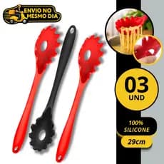 KIT 2 3 5 Pegador de Massa Macarrão 100% Silicone Resistente Utensílio para Cozinha Buffet Restaurante Não Risca