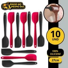 KIT 5 ou 10 Espatula Reta Pão Duro em 100% Silicone 27cm Flexível para Cozinha Confeitaria Profissional Resistente