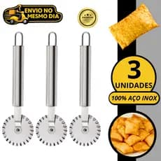 KIT 2/3/5 Carretilha para Pastel em Aço Inox Profissional Corta e Fecha Cortador de Massa Ravioli Pastéis Corte Preciso