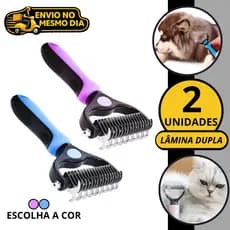 KIT 1/2 Escova Desembolador de Pelos Desembaraçador Profissional Pet Removedor de Nós Escova para Cães e Gatos Azul Rosa