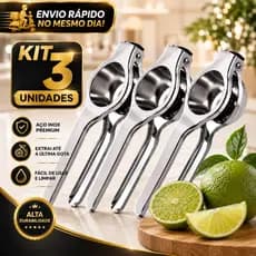 KIT 2/3/5 Espremedor de Limão Premium Manual em Aço Inox 20cm Extrator de Suco Multiuso Universal