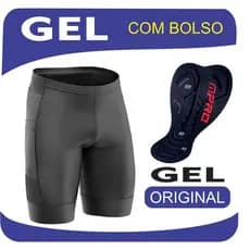 Bermuda de ciclismo masculina gel short ciclista acolchoada acolchoado proteção bolso espuma