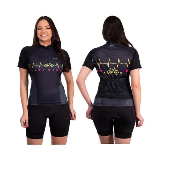 Conjunto de ciclismo camisa e bermuda ciclista feminino