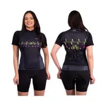 Conjunto de ciclismo camisa e bermuda ciclista feminino