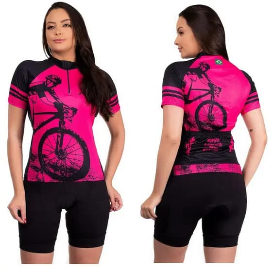 Conjunto de ciclismo camisa bermuda ciclista feminino